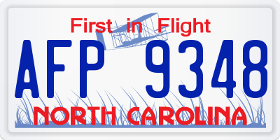 NC license plate AFP9348