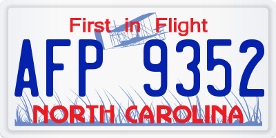 NC license plate AFP9352
