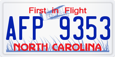 NC license plate AFP9353