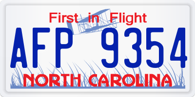 NC license plate AFP9354