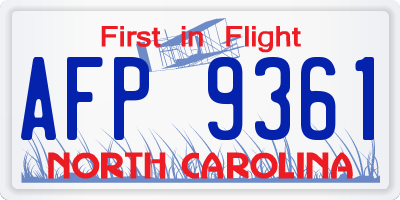 NC license plate AFP9361