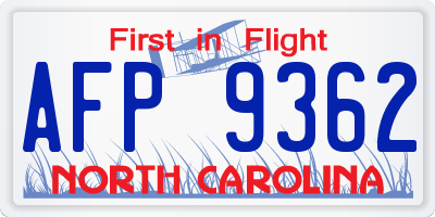 NC license plate AFP9362