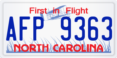 NC license plate AFP9363