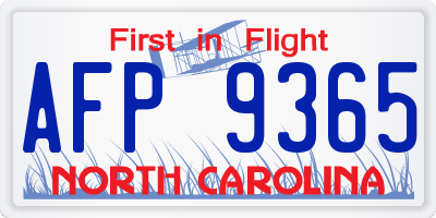 NC license plate AFP9365
