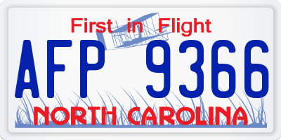 NC license plate AFP9366