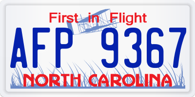 NC license plate AFP9367