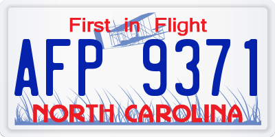 NC license plate AFP9371