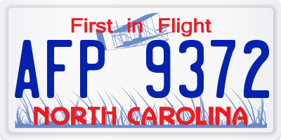 NC license plate AFP9372