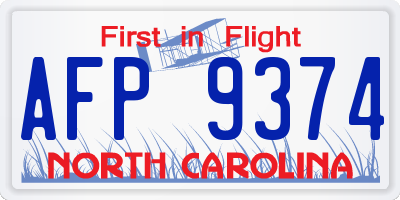 NC license plate AFP9374