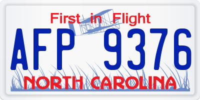 NC license plate AFP9376
