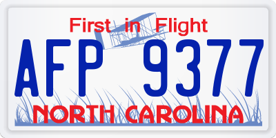 NC license plate AFP9377