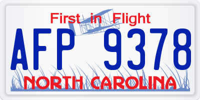 NC license plate AFP9378
