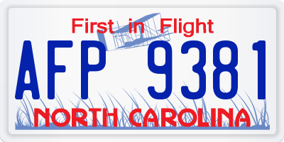 NC license plate AFP9381