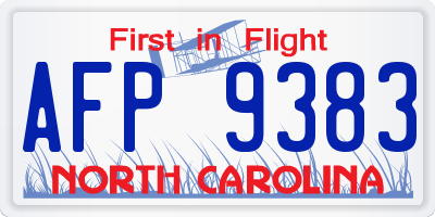 NC license plate AFP9383