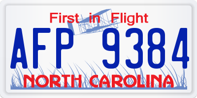 NC license plate AFP9384