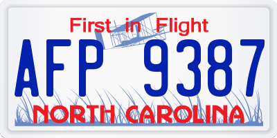 NC license plate AFP9387
