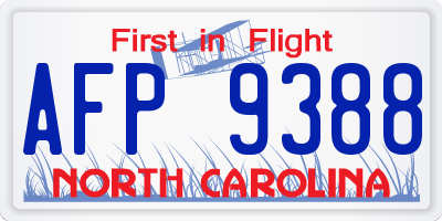 NC license plate AFP9388
