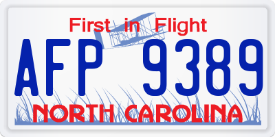 NC license plate AFP9389
