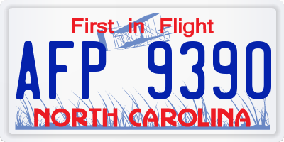 NC license plate AFP9390