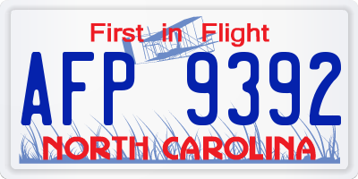 NC license plate AFP9392