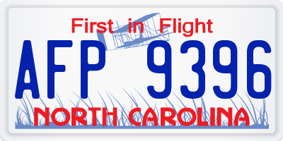 NC license plate AFP9396
