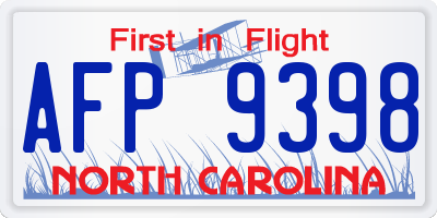 NC license plate AFP9398