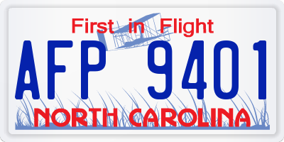 NC license plate AFP9401