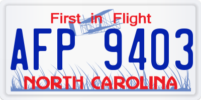 NC license plate AFP9403
