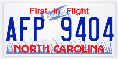 NC license plate AFP9404