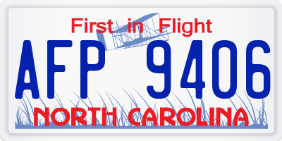 NC license plate AFP9406