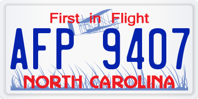 NC license plate AFP9407