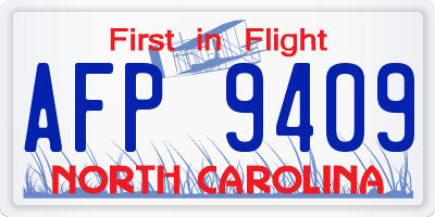 NC license plate AFP9409