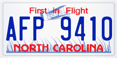 NC license plate AFP9410