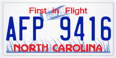 NC license plate AFP9416