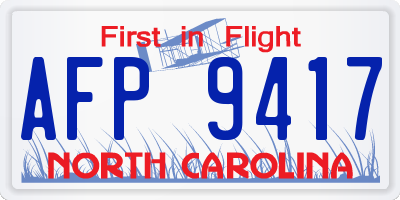 NC license plate AFP9417