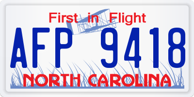 NC license plate AFP9418