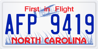 NC license plate AFP9419