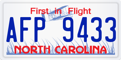 NC license plate AFP9433