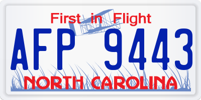 NC license plate AFP9443