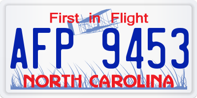 NC license plate AFP9453