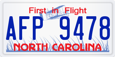 NC license plate AFP9478