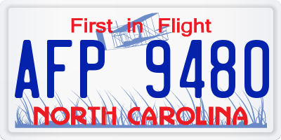 NC license plate AFP9480