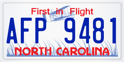 NC license plate AFP9481