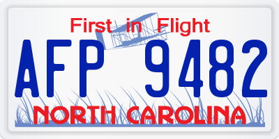 NC license plate AFP9482