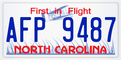 NC license plate AFP9487