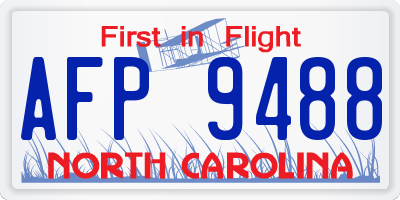NC license plate AFP9488