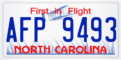 NC license plate AFP9493