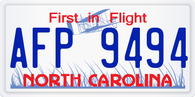 NC license plate AFP9494