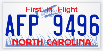 NC license plate AFP9496