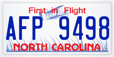 NC license plate AFP9498